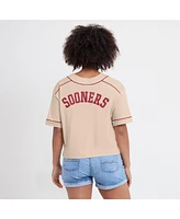 Fanatics Women's Tan Oklahoma Sooners Oversized Dominant Force Midi V-Neck T-Shirt