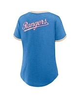 Fanatics Women's Royal Texas Rangers Binge Worthy Stadium Slub V-Neck T-Shirt