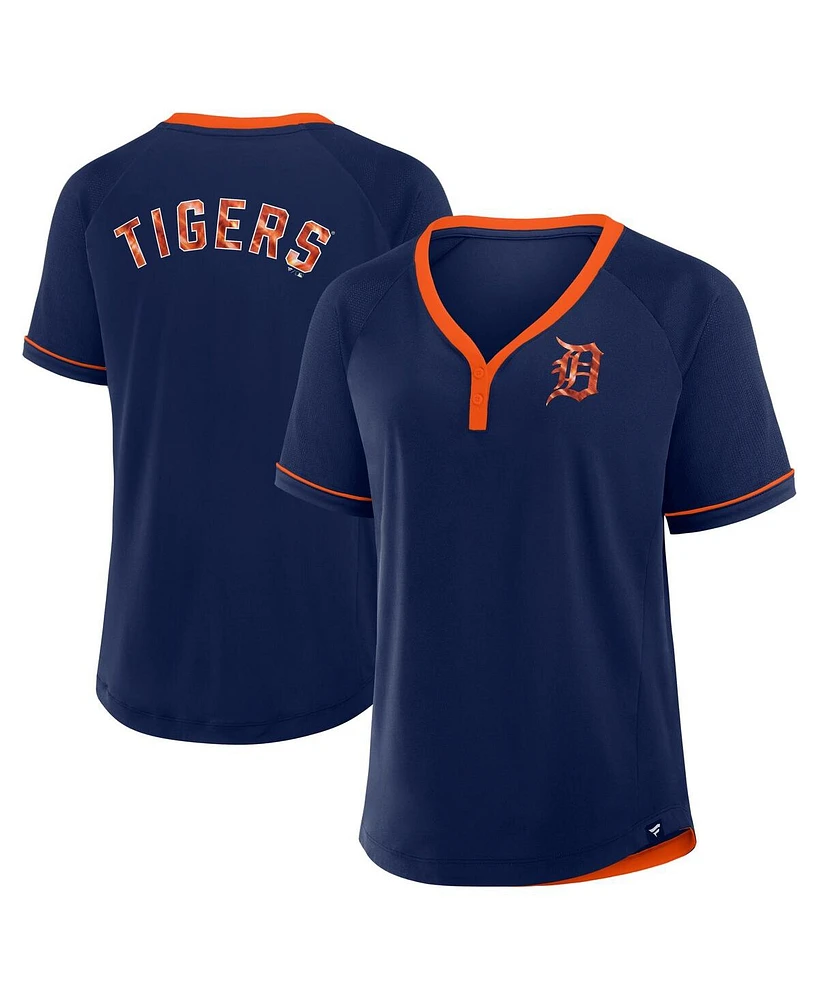 Fanatics Women's Navy Detroit Tigers League Diva Star Raglan V-Neck T-Shirt