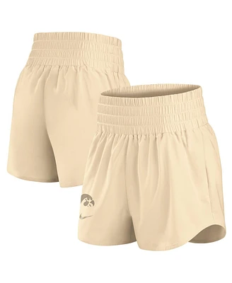 Nike Women's Beige Iowa Hawkeyes Performance One High-Rise Shorts
