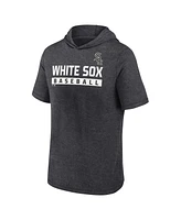 Fanatics Men's Heather Charcoal Chicago White Sox Push Short Sleeve Pullover Hoodie