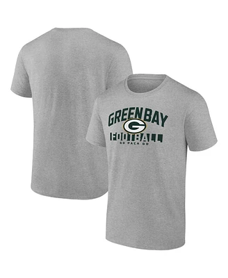 Fanatics Men's Heather Gray Green Bay Packers Screen Blocking T-Shirt