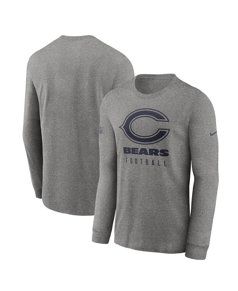 Nike Men's Heather Gray Chicago Bears Team Issue Long Sleeve Performance T-Shirt