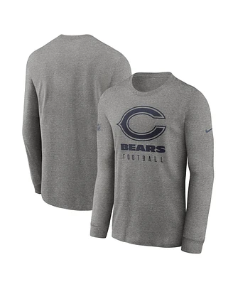 Nike Men's Heather Gray Chicago Bears Team Issue Long Sleeve Performance T-Shirt