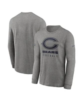 Nike Men's Heather Gray Chicago Bears Team Issue Long Sleeve Performance T-Shirt