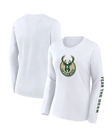 Fanatics Women's White Milwaukee Bucks Long Sleeve T-Shirt