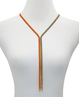 Guess Gold-Tone Rainbow Rhinestone Lariat Necklace, 20" + 2" extender