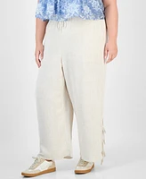And Now This Trendy Plus Tied-Hem Linen Pants, Exclusively at Macy's