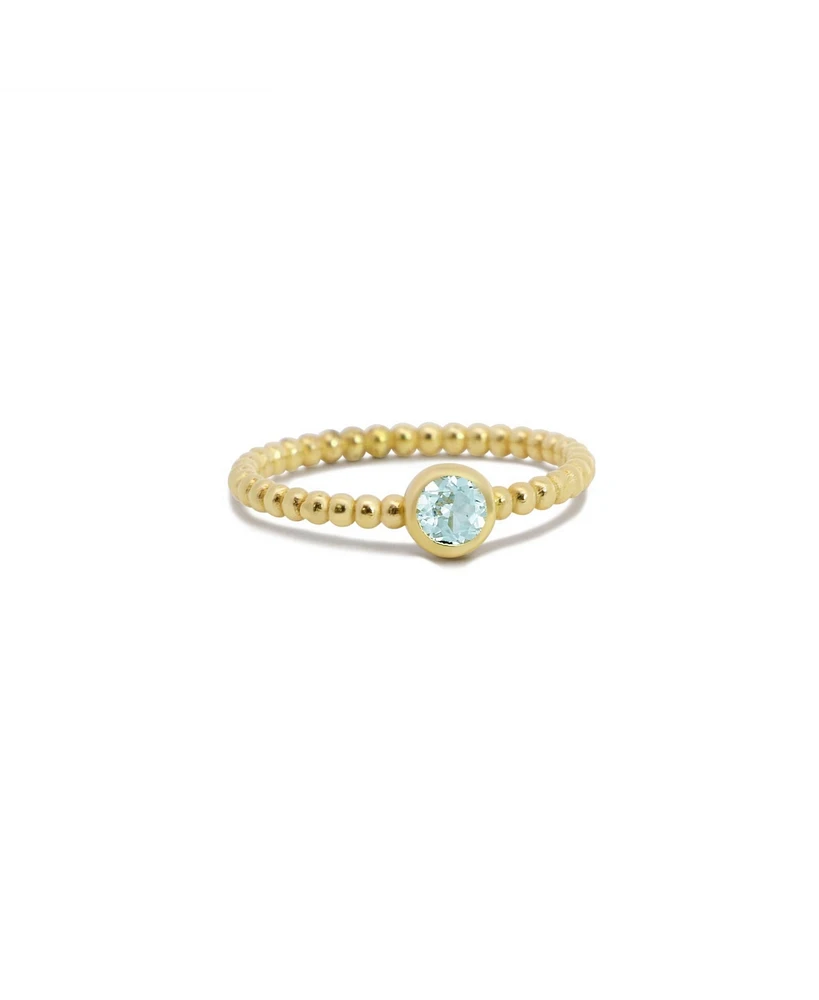 The Lovery Gold Beaded Aquamarine Ring 14K Gold