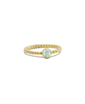 The Lovery Gold Beaded Aquamarine Ring 14K Gold