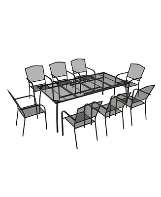 Black -Piece Metal Outdoor Patio Dining Set with Rectangle Table and Dining Chair