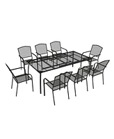 Black -Piece Metal Outdoor Patio Dining Set with Rectangle Table and Dining Chair