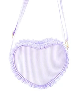 Bits & Bows Girls Heart Purse in Lavender Seersucker