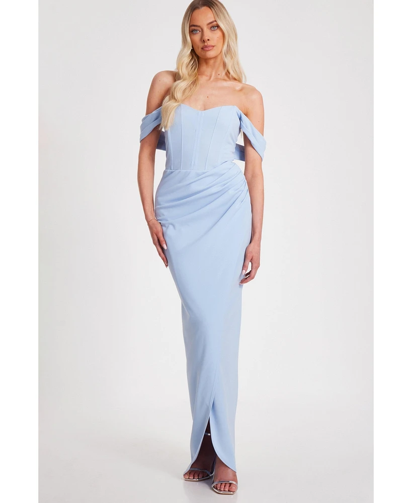 Quiz Women's Corset Detail Scuba Crepe Maxi