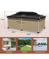 Mondawe 20 ft. x 12 ft Outdoor Fir Solid Wood Frame Patio Gazebo Canopy Tent Shelter with Galvanized Steel Hardtop Pavilion