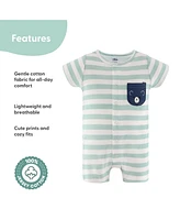 The Peanutshell Baby Boys Rompers - 2 Pack, Blue Stars