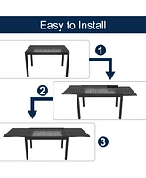 Expandable Patio Dining Table, Metal Aluminum Outdoor Table for Porch Lawn Garden Bistro Rectangular Table