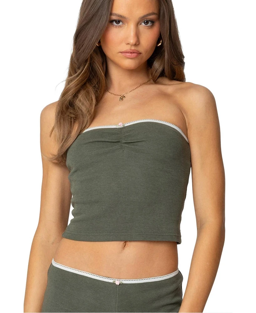 Edikted Women's Georgina Waffle Tube Top