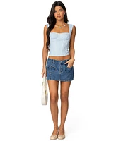 Edikted Women's Heart Pocket Denim Mini Skirt