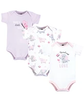 Hudson Baby Girls Cotton Bodysuits, Elephant Butterfly, 9-12 Months