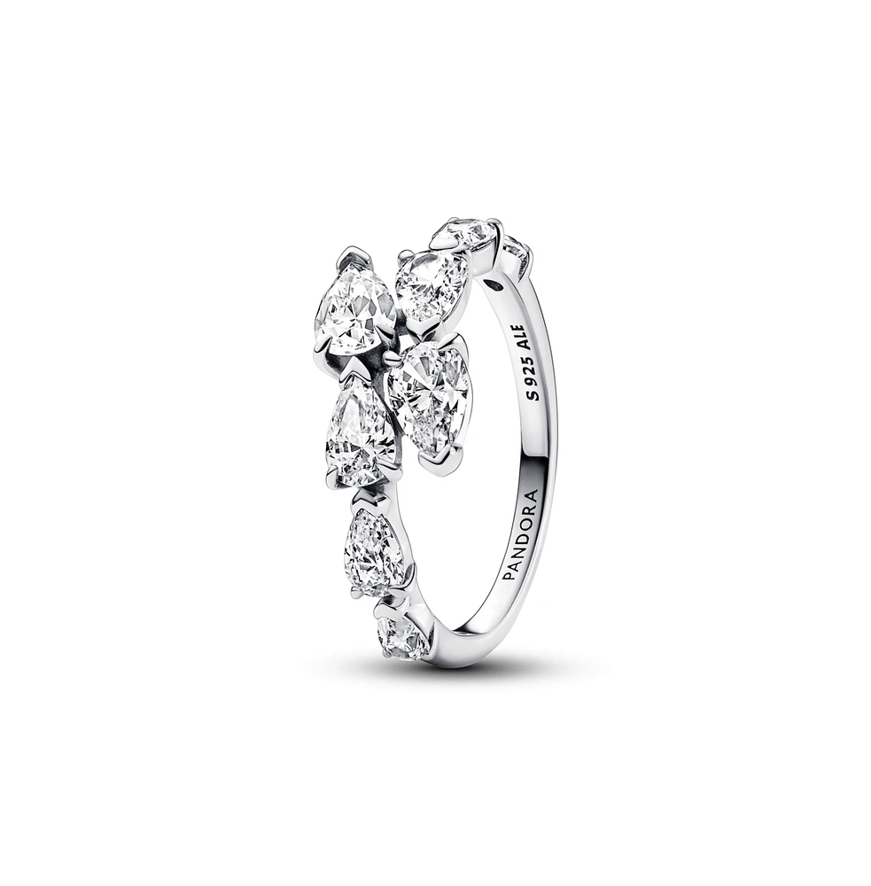 Pandora Sterling Silver Sparkling Overlapping Band Ring
