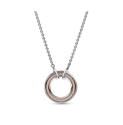 Pandora Signature Two-Tone Logo Pave Pendant Necklace