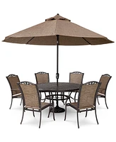 Wythburn Outdoor Dining 7pc Set (60" Round Table & 6 Filigree Sling Chairs)