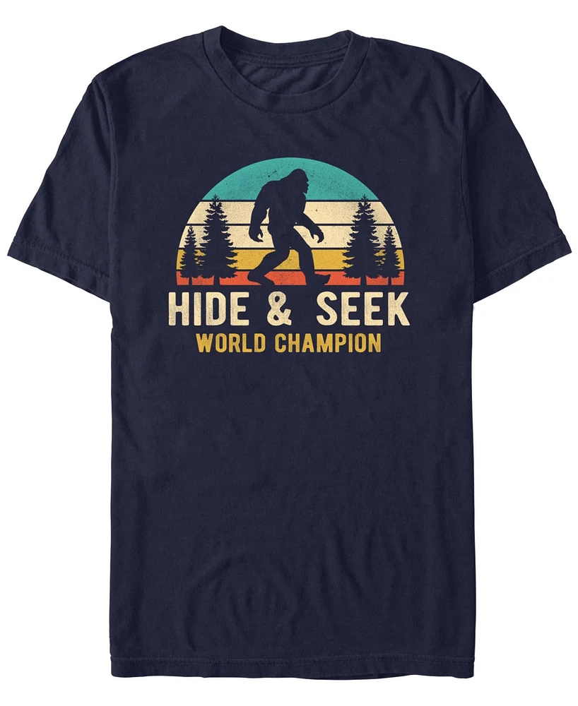 Design By Humans Men's Bigfoot Hide and Seek World Champion Short Sleeve T-Shirt