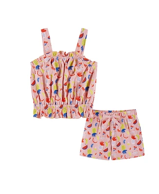 Andy & Evan Toddler Girls Toddler/Child Pink Fruit Print Tank and Shorts Set