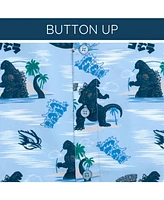 Godzilla Big Boys Matching Family Hawaiian Button Down Dress Shirt