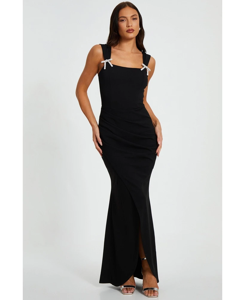 Quiz Women's Corset Detail Wrap Maxi Dress