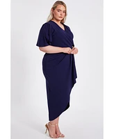 Quiz Plus Scuba Crepe Short Sleeve Wrap Midi Dress