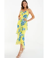 Quiz Women's Floral Chiffon Frill Detail Maxi Dress