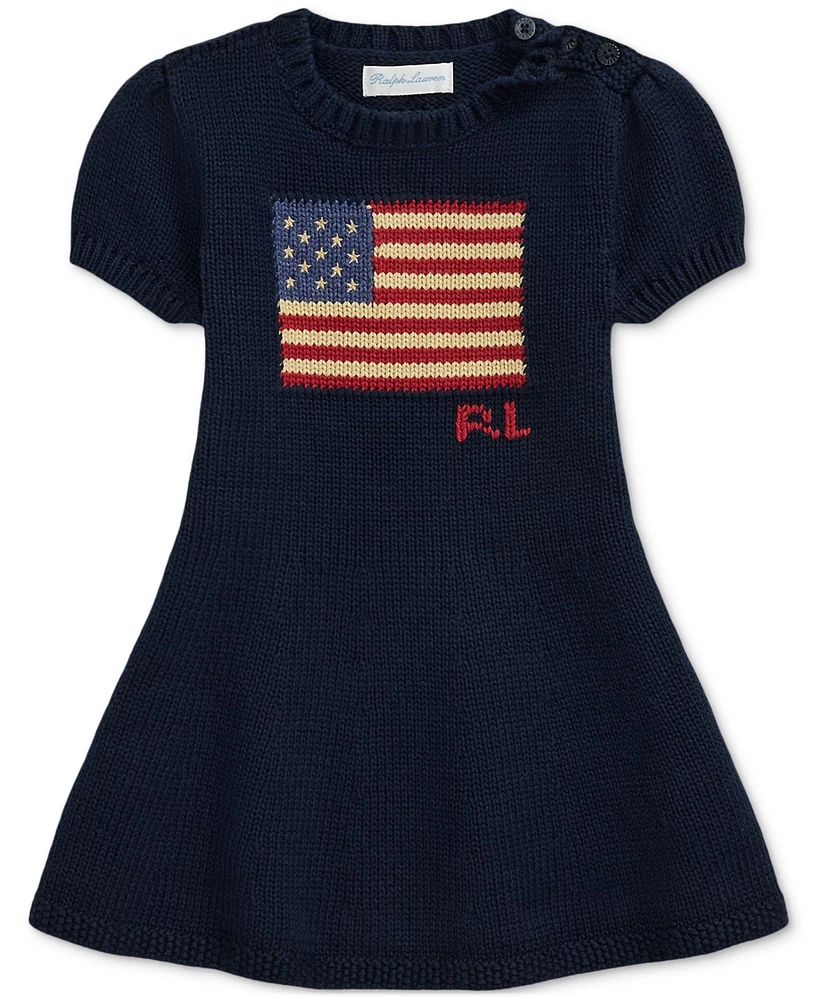 Polo Ralph Lauren Baby Girl Cotton Flag Sweater Dress