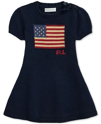 Polo Ralph Lauren Baby Girl Cotton Flag Sweater Dress