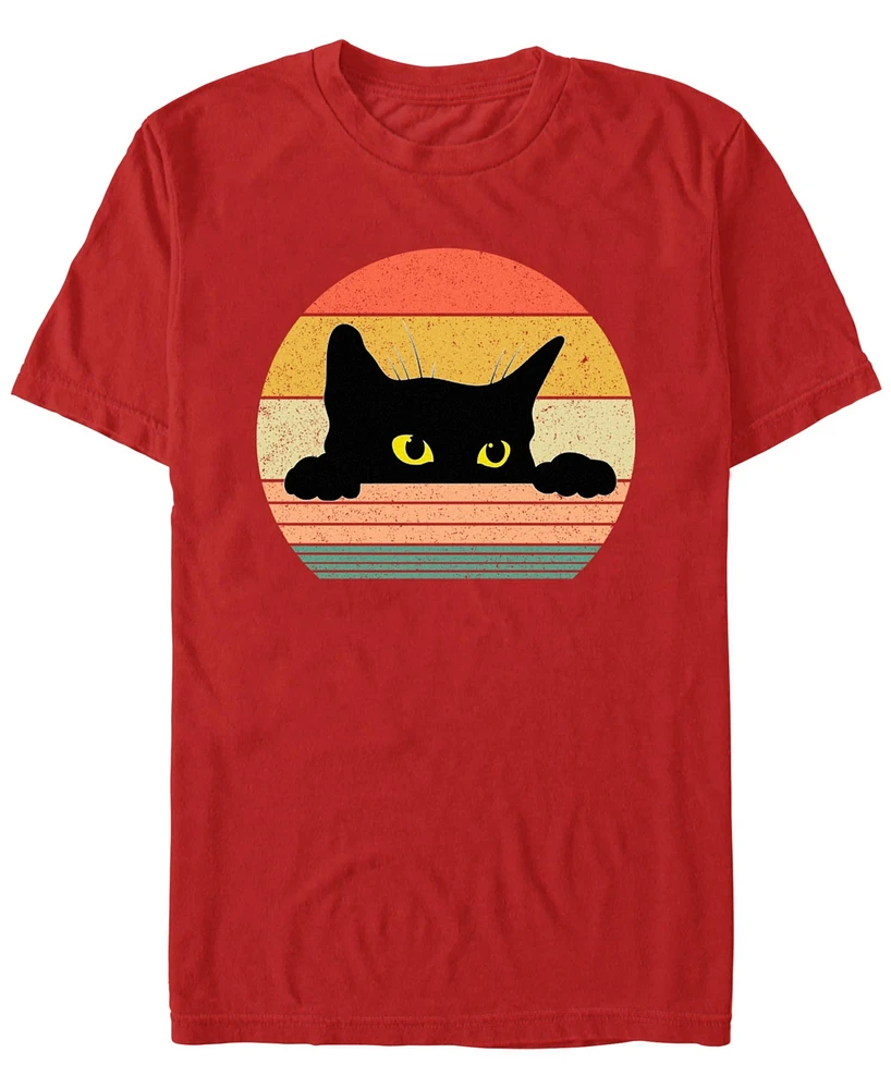 Design By Humans Men's Cat Retro Style Short Sleeve T-Shirt
