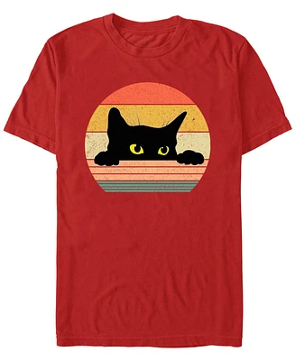 Design By Humans Men's Cat Retro Style Short Sleeve T-Shirt
