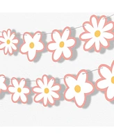 Pink Daisy Flowers Garland Banner, 30 Feet of Cord, 15 Daises