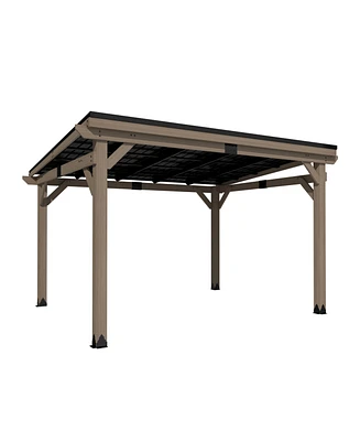 Mondawe 12 Ft. W x 10 Ft. D Patio Wall-Mounted Solid Cedar Wood Gazebo with Galvanized Steel Roof