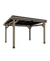 Mondawe 12 Ft. W x Ft. D Patio Wall-Mounted Solid Cedar Wood Gazebo with Galvanized Steel Roof