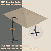 13 ft. Patio Umbrella Square Cantilever Umbrella, Outdoor Market Beige with 360° Rotation for Pool Lawn (without base)