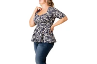 Kiyonna Plus Posh Peplum Top with Sweetheart Neckline