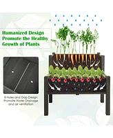 Sugift 2 Tier Wooden Raised Garden Bed with Legs Drain Holes