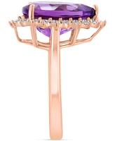 Effy Collection Diamond (1/10 ct. t.w.) & Amethyst (5-1/3 ct. t.w.) Ring in 14k Rose Gold