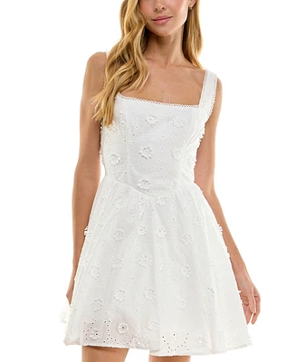City Studios Juniors' Cotton Eyelet Mini Dress