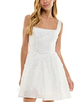 City Studios Juniors' Cotton Eyelet Mini Dress