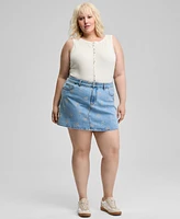 And Now This Trendy Plus Floral-Embroidered Denim Skirt, Exclusively at Macy's