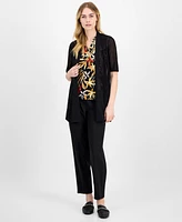 Anne Klein Women's Sheer Open-Front Short-Sleeve Cardigan