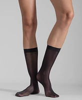 Lechery Women's Set of Two Lustrous Silky Shiny Sheer Dress Socks