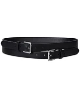 Lauren Ralph Leather Double-Buckle Stacked Belt